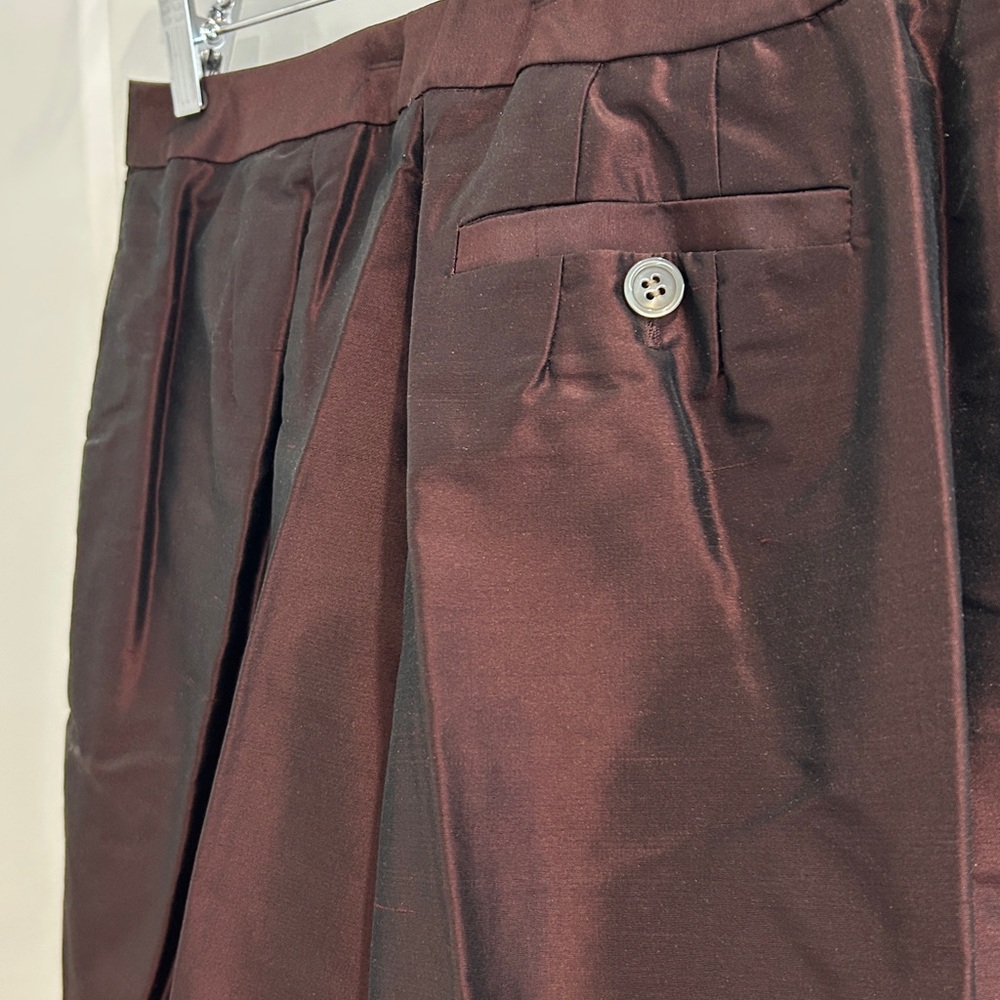 ALFANI Maroon Metallic 100% Silk Classic Pants & Blazer Suit |Top 10P pants 8P - Picture 8 of 12